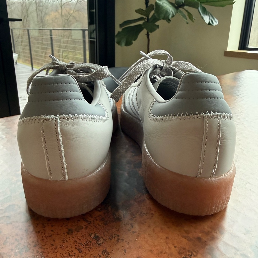 adidas Samba Leather & Suede Sneakers in Light Gray and White - Picture 4 of 6